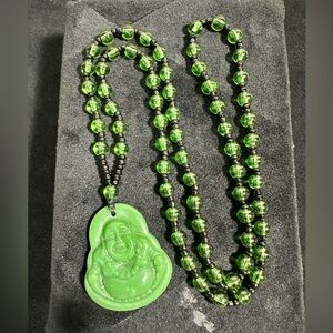 Dark Green Jade Buddha *Unisex* Pendant Necklace •••Untested
